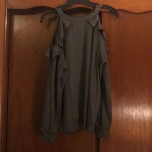 Express Ruffle Cold Shoulder Sweatshirt M